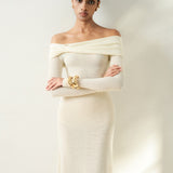 Lumi Wool lacy jacquard long dress