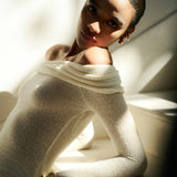 Lumi Wool lacy jacquard long dress