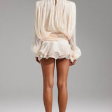 Dekia Long Sleeve Hollow Out Flounce Mini Dress