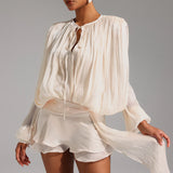 Dekia Long Sleeve Hollow Out Flounce Mini Dress