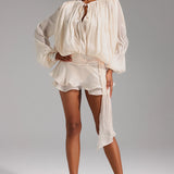 Dekia Long Sleeve Hollow Out Flounce Mini Dress