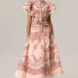Kimivi Sleeveless Floral Printed Shirt Two-Piece Set