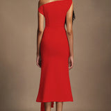 Paulina Oblique Shoulder Midi Dress