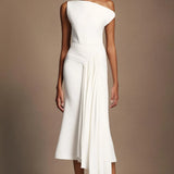Paulina Oblique Shoulder Midi Dress