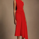 Paulina Oblique Shoulder Midi Dress