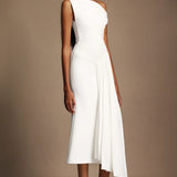 Paulina Oblique Shoulder Midi Dress
