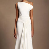 Paulina Oblique Shoulder Midi Dress