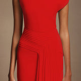 Paulina Oblique Shoulder Midi Dress