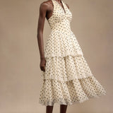 Julieta Polka Dot Layered Midi Dress