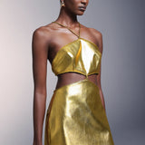 Pola Backless Leather Mini Dress