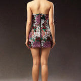 Polasa Halter Sleeveless Sequins Flower Mini Dress