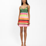 Bias Mini Dress - Emerald Stripes