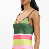 Bias Mini Dress - Emerald Stripes