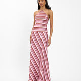 Halter Maxi Dress - Magenta Stripes