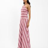 Halter Maxi Dress - Magenta Stripes