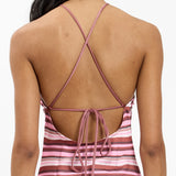 Halter Maxi Dress - Magenta Stripes