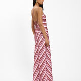 Halter Maxi Dress - Magenta Stripes