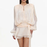 Dekia Long Sleeve Flounce Mini Dress