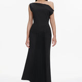 Paulina Oblique Shoulder Midi Dress