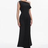Paulina Oblique Shoulder Midi Dress