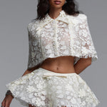 Sarah Chic Short Sleeve Lace Top Or Skirt Two Piece Set