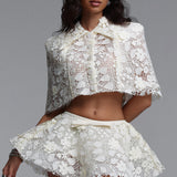 Sarah Chic Short Sleeve Lace Top Or Skirt Two Piece Set