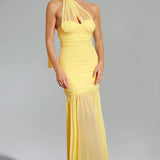 Ulasa Ruched Mesh Maxi Dress