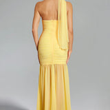 Ulasa Ruched Mesh Maxi Dress