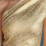 Metallic Bandage One-shoulder Party Dress