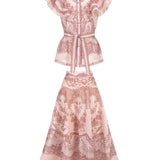Kimivi Sleeveless Floral Printed Shirt Two-Piece Set