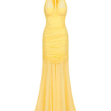 Ulasa Ruched Mesh Maxi Dress