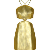 Pola Backless Leather Mini Dress
