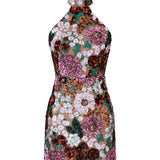 Polasa Halter Sleeveless Sequins Flower Mini Dress