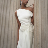 Paulina Oblique Shoulder Midi Dress