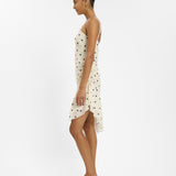 Asymmetrical Frill Dress In Ivory Polka Dots