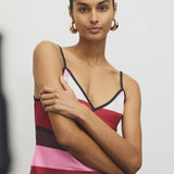 Bias Mini Dress - Fuchsia Stripes