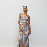 Halter Maxi Dress - Vintage Stripes