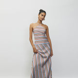 Halter Maxi Dress - Vintage Stripes