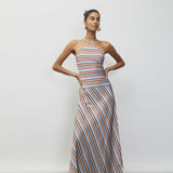 Halter Maxi Dress - Vintage Stripes