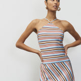 Halter Maxi Dress - Vintage Stripes