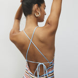 Halter Maxi Dress - Vintage Stripes