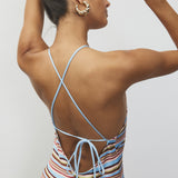 Halter Maxi Dress - Vintage Stripes