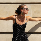 Slip Dress in Black Polka Dots