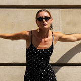Slip Dress in Black Polka Dots
