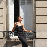 Slip Dress in Black Polka Dots