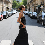 Slip Dress in Black Polka Dots
