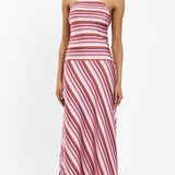 Halter Maxi Dress - Magenta Stripes